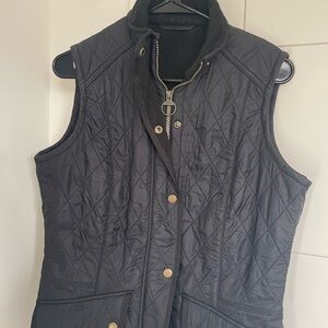 Barbour Black Quilted Vest with Gold Details